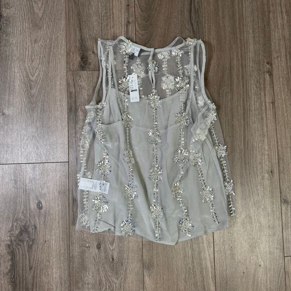 J Crew Collection Sheer Layered Seguin Top US Women's 00 New - Picture 4 of 8